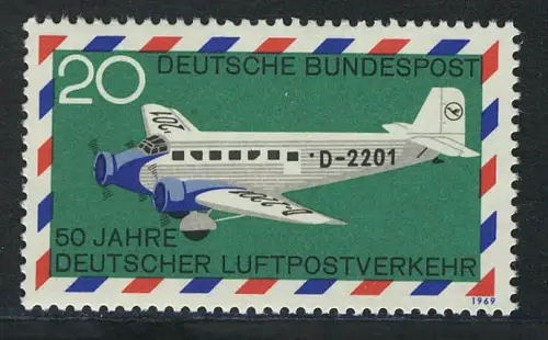 576 Luftpostverkehr 20 Pf Junkers, postfrisch **