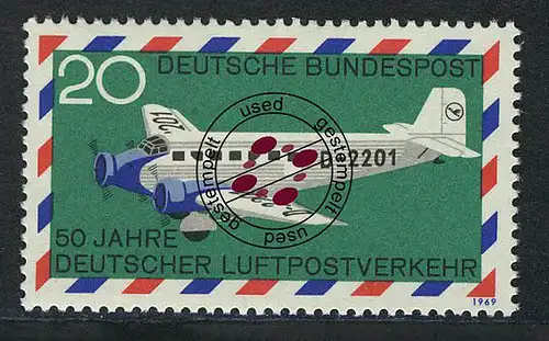 576 Luftpostverkehr 20 Pf Junkers O gestempelt