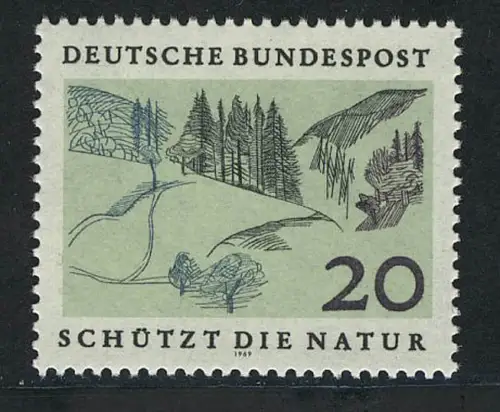 592 Naturschutzjahr 20 Pf Mittelgebirge, postfrisch **