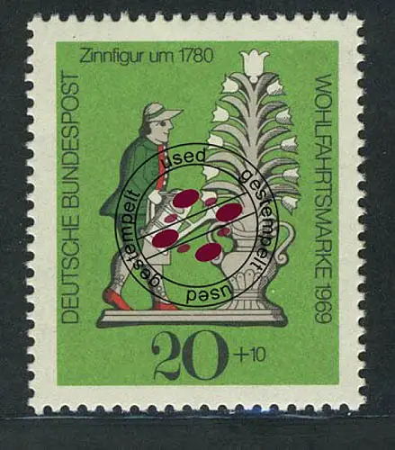 605 Wohlfahrt Zinnfiguren 20+10 Pf Gärtner, gestempelt O