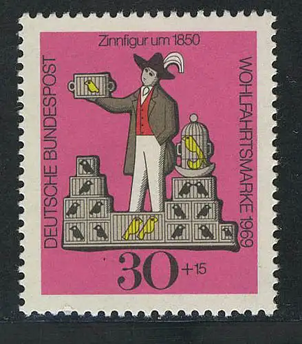 606 Wohlfahrt Zinnfiguren 30+15 Pf Vogelhändler **