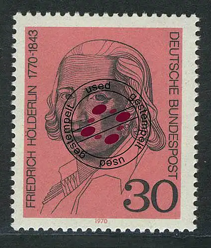 618 Friedrich Hölderlin 30 Pf O gestempelt