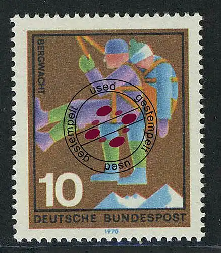 630 Hilfsdienste 10 Pf Bergwacht O gestempelt