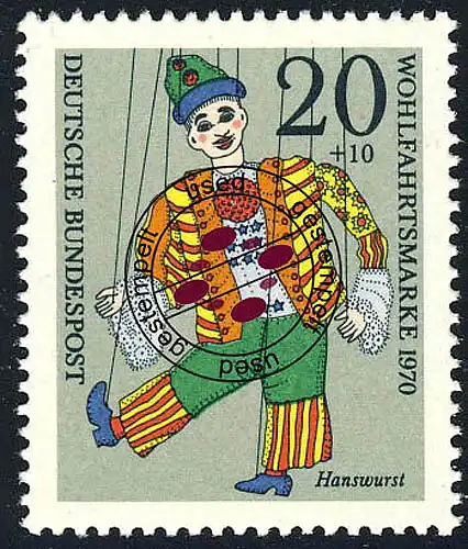 651 Wohlfahrt Marionetten 20+10 Pf Hanswurst O gestempelt
