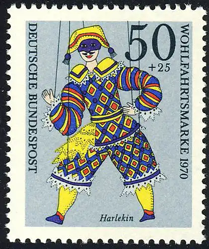 653 Marionnettes de bien-être 50+25 Pf Harlekin **