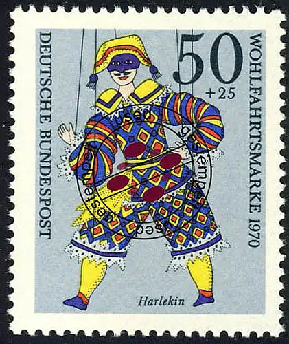 653 Wohlfahrt Marionetten 50+25 Pf Harlekin O gestempelt