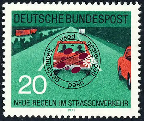 672 Straßenverkehr 20 Pf Fahrbahnwechsel O gestempelt