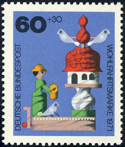 708 Wohlfahrt Altes Spielzeug 60+30 Pf Taubenhaus **