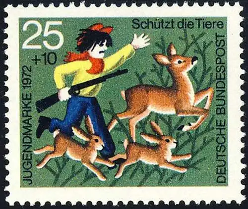 712 Jugend Tierschutz 25+10 Pf Wilderei / Wald **