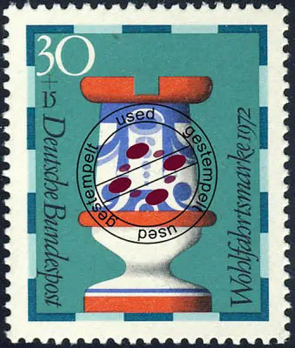 743 Wohlfahrt Schachfiguren 30+15 Pf Turm O gestempelt