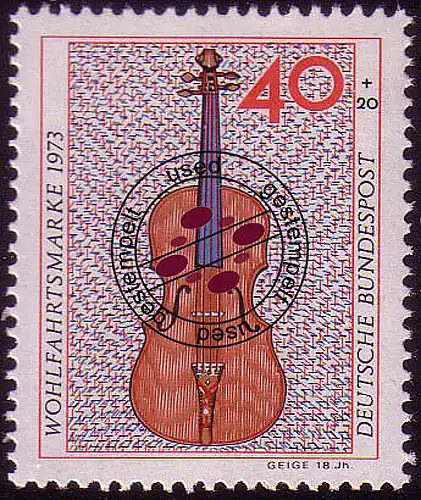 784 Wohlfahrt Musikinstrumente 40+20 Pf Geige O gestempelt