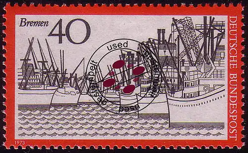 789 Fremdenverkehr 40 Pf Bremer Hafen O gestempelt