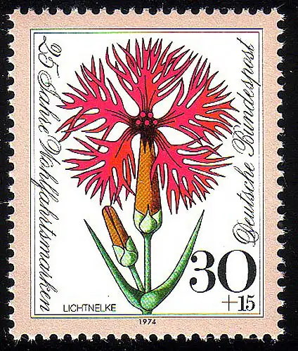 818 Wohlfahrt Blumen 30+15 Pf Prachtnelke ** postfrisch