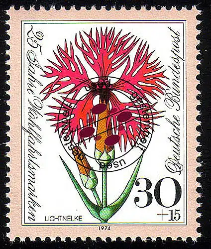 818 Belle-Sauvegarde Fleurs 30+15 Pf Pracknelke O Tamponné