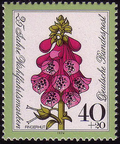 819 Wohlfahrt Blumen 40+20 Pf Roter Fingerhut ** postfrisch