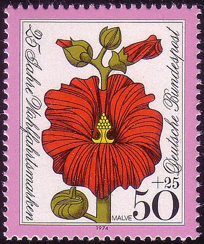 820 Wohnf Fleurs 50+25 Pf Malve ** frais de port