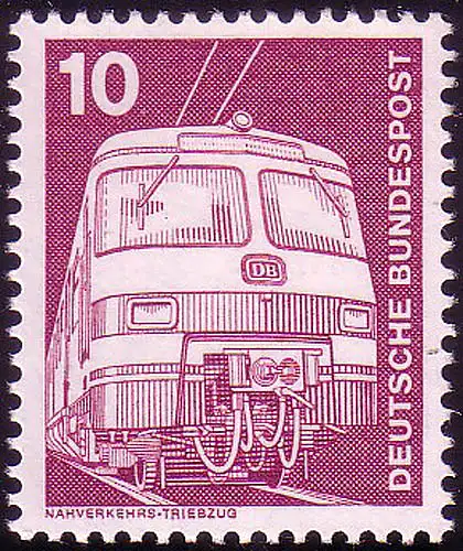 847 Industrie und Technik 10 Pf - Nahverkehrs-Triebzug, ALTE Fluo, postfrisch **