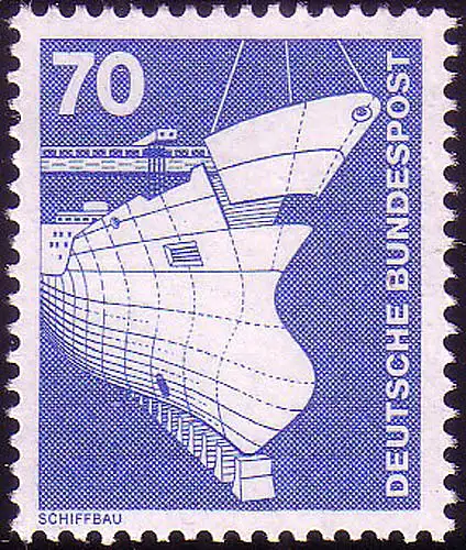 852 Industrie und Technik 70 Pf Schiffbau, ALTE Fluo, postfrisch **