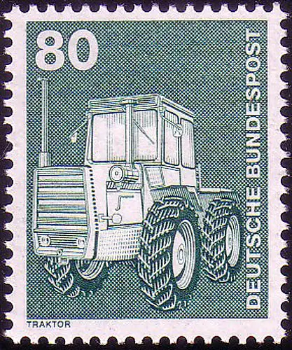 853 Industrie und Technik 80 Pf Traktor, ALTE Fluo, postfrisch **