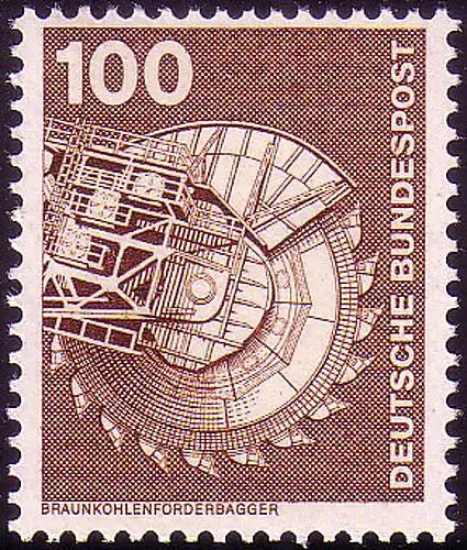 854 Industrie 100 Pf Braunkohlenförderbagger, ALTE Fluo, postfrisch **