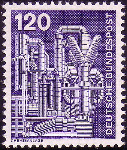 855 Industrie und Technik 120 Pf Chemieanlage, ALTE Fluo, postfrisch **