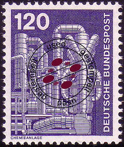 855 Industrie und Technik 120 Pf Chemieanlage, ALTE Fluo, gestempelt O