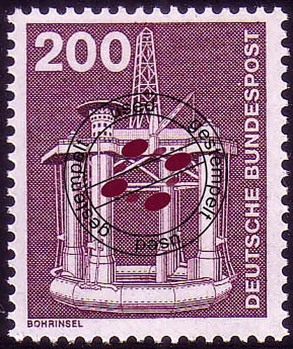858 Industrie und Technik 200 Pf Bohrinsel, ALTE Fluo, gestempelt O