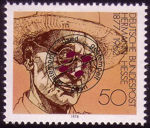 960 Nobelpreisträger aus Block, 50 Pf Hesse, gestempelt O