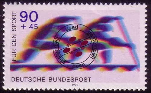 1010 Sporthilfe 90+45 Pf Zweier-Canadier, gestempelt O