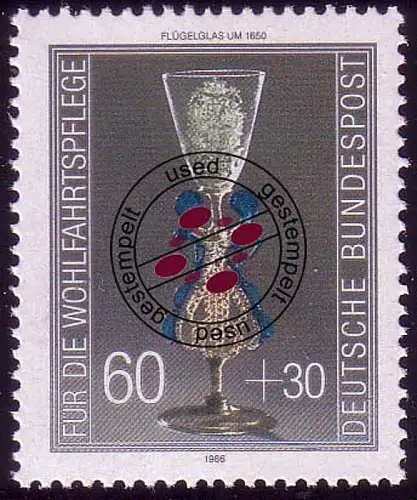 1296 Wohlfahrt Kostbare Gläser 60+30 Pf O gestempelt