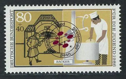 1277 Jugend Bäcker 80+40 Pf, gestempelt O