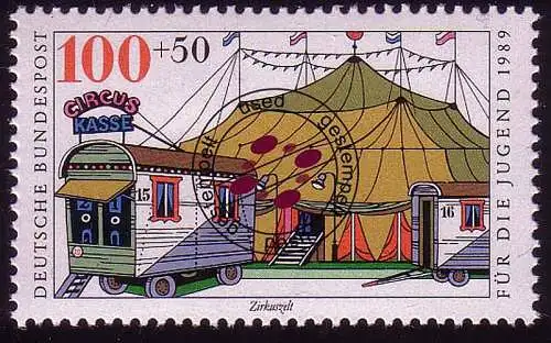 1414 Zirkus 100+50 Pf Zirkuszelt, gestempelt O