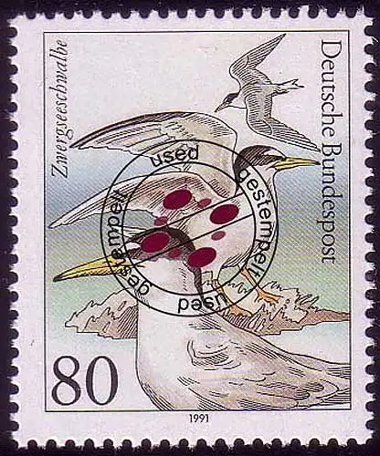 1540 Oiseaux marins 80 Pf Schwalbe nain O Tamponné