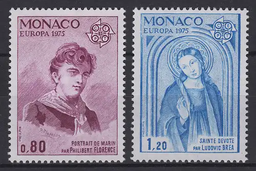 Monaco: EUROPE / CEPT Peintures & Paintings Florence & Brea 1975, phrase **