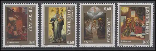 Yougoslavie: peinture & Paintings Christ & Religion, 4 valeurs, phrase **