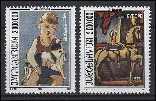 Yougoslavie: Europe Peintures & Paintings Dessins pour enfants, 2 valeurs, ensemble **
