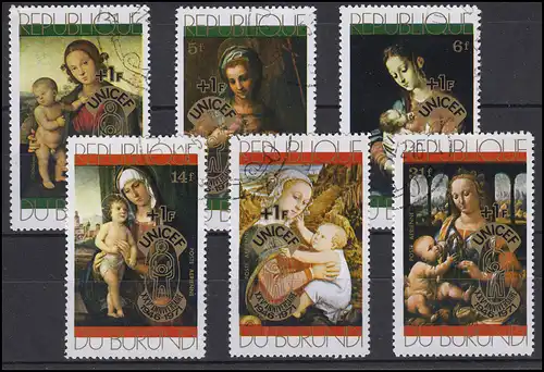 Burundi: Weihnachten 1971 mit Überdruck 25 Jahre UNICEF, 6 Werte, Satz O