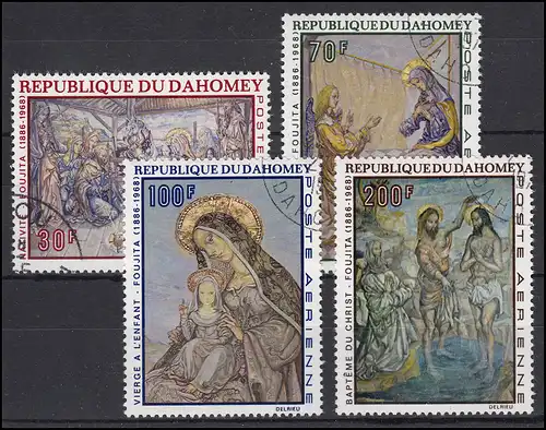 Dahomey: Weihnachten 1968 - Christliche Gemälde von Foujita, 4 Werte, Satz O