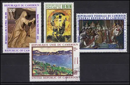 Cameroun / Bénin: Peinture / Paintings Pigalle, David, Cezanne, 4 timbres **/O