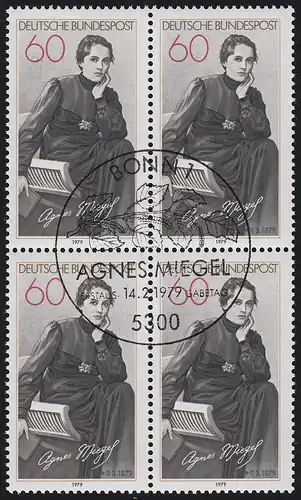 1001 Agnes Miegel: Viererblock mit zentrischen ESSt BONN 14.2.1979