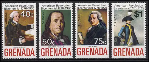 Grenada: John Hancock, Benjamin Franklin, John Adams, La Fayette, 4 Werte **