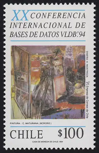 Chili: Conférence de données VLDB Santiago 1994 / Peinture C. Maturana Bororo, marque **