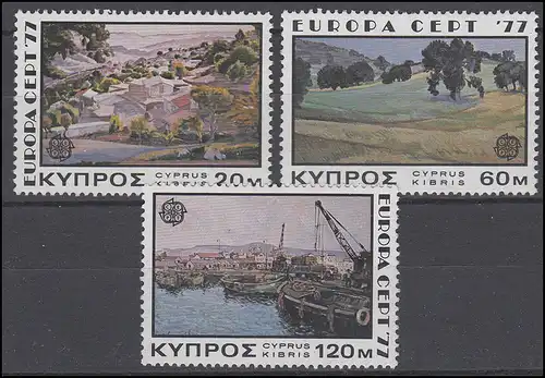 Zypern: EUROPA / CEPT Gemälde Landschaften Paintings Landscapes 1977, Satz ** 