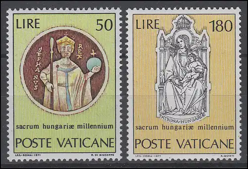 Vatikan: Ungarisches Jahrtausend / Sacrum Hungary Millennium, 2 Werte, Satz ** 