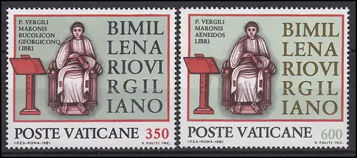 Vatican: poète et épique Vergil, 2 timbres, ensemble **
