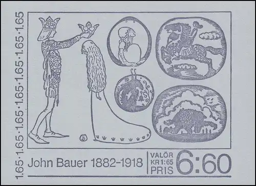 Schweden: Maler John Bauer - Märchenillustrationen 1982, Markenheftchen MH 86 **