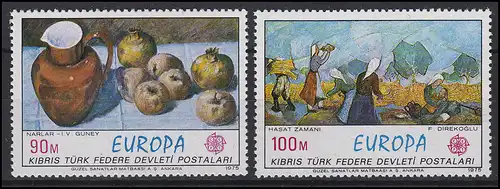 Zypern (türkisch): EUROPA / CEPT Gemälde Paintings 1975, 2 Werte, Satz **