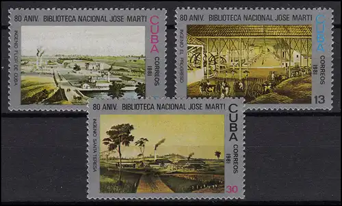 Caraïbe peinture Paintings dans la Bibliothèque nationale 1981, 3 valeurs **