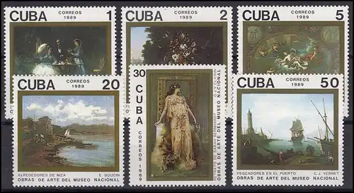 Caraïbes peintures / Paintings Faivre, Vernet, Le Brun, Boudin 1989, 6 valeurs **