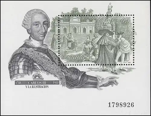 Spanien: König Calos III. 1988, Block **